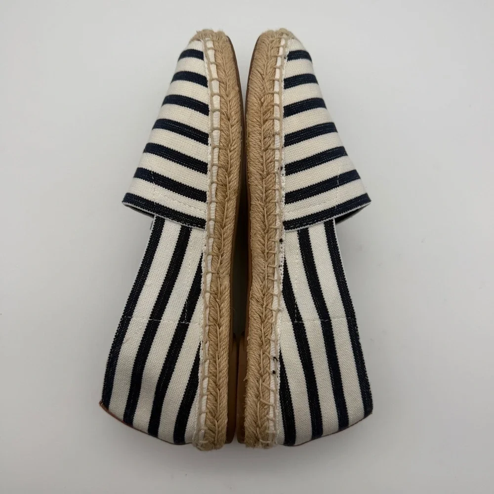 Vionic Valeri Navy White Striped Espadrille Flats Sz 9 Orthotic Comfort Nautical